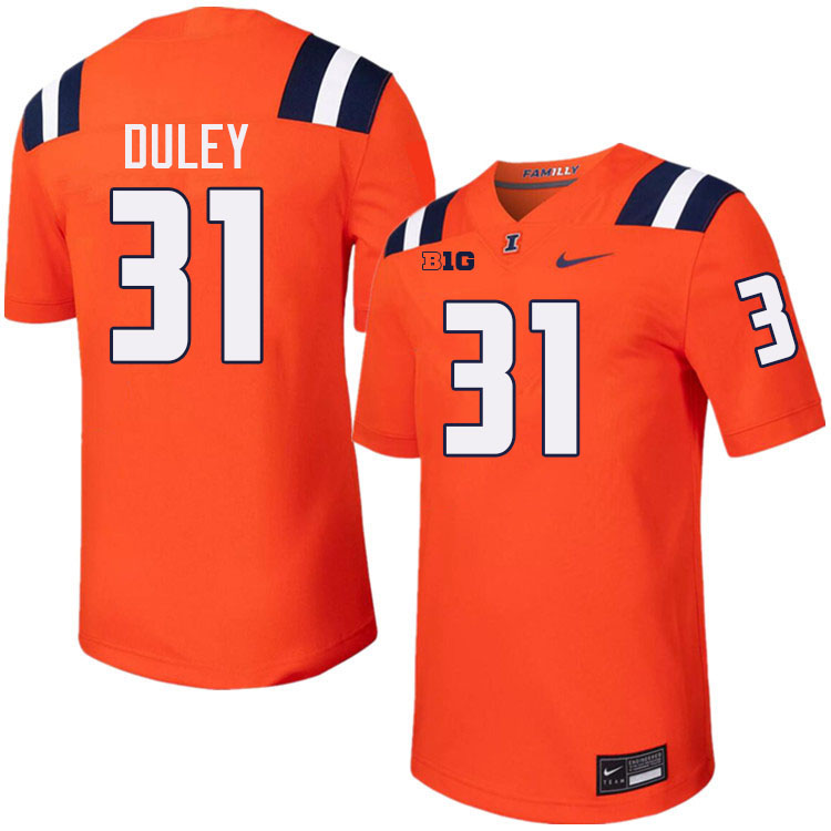 Men #31 Declan Duley Illinois Fighting Illini College Football Jerseys Stitched-Orange